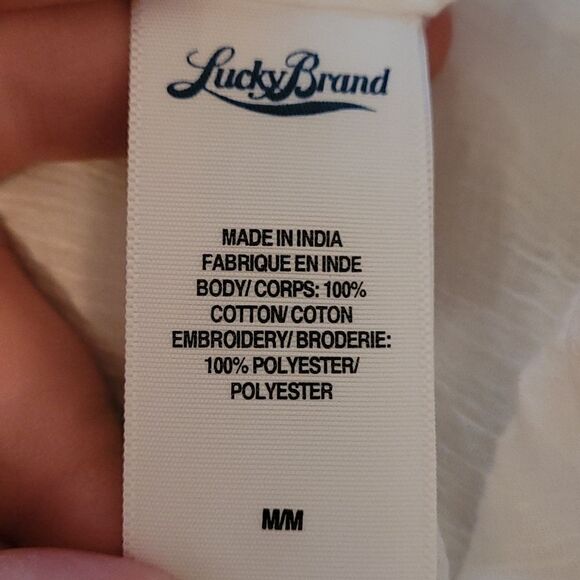 Lucky brand white embroidered neckline Short sleeve shirt - Picture 6 of 8